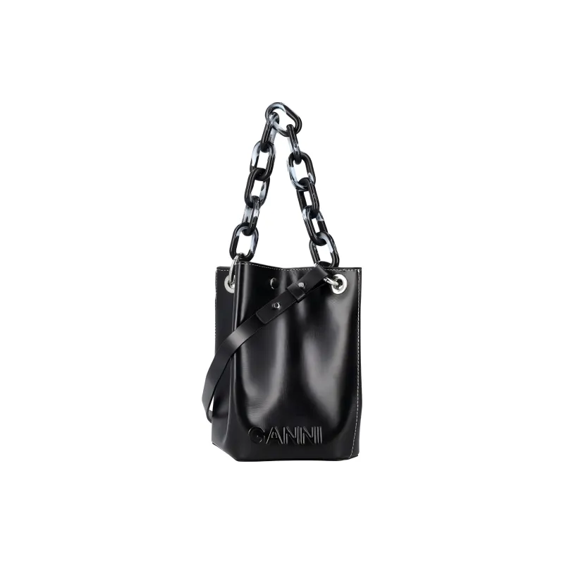 GANNI Recycled Leather Bucket Bags Shoulder Bag Crossbody Bag Handbag Regular Women's Black-1