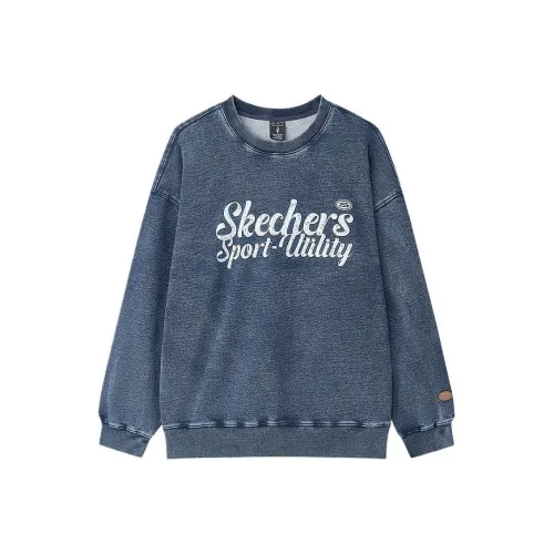 Skechers Sweatshirt Unisex Denim Distressed Gray