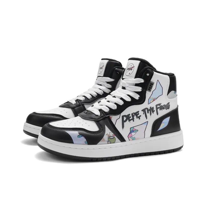 Pepe The Frog High-Top Skateboard Shoes Unisex-1