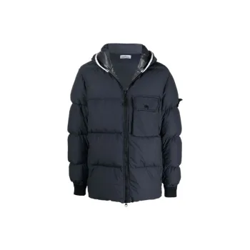 STONE ISLAND Solid Color Hooded Down Jacket Men's Graphite