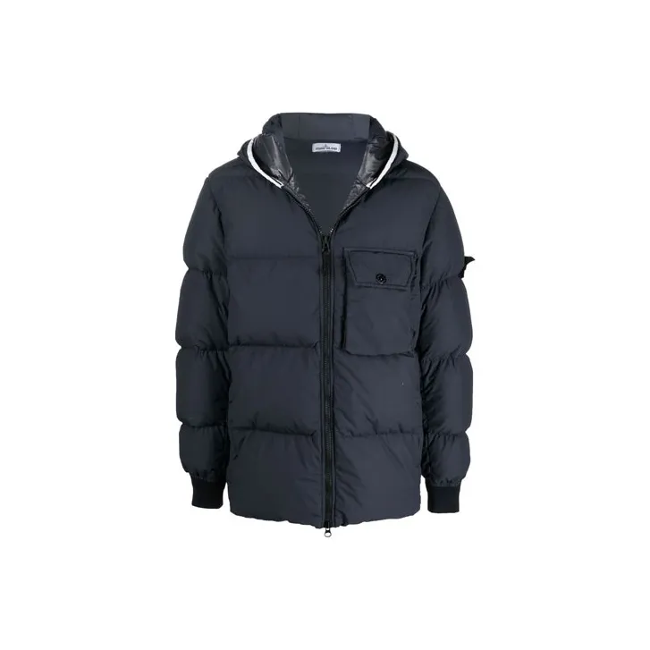 STONE ISLAND Solid Color Hooded Down Jacket Men's Graphite-0