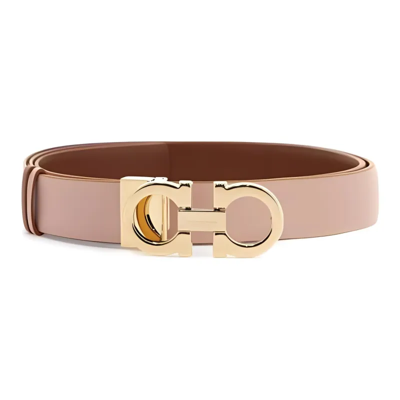 FERRAGAMO Solid Color Design Leather Belts Women's Pink -0