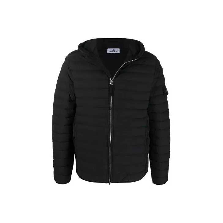 STONE ISLAND FW21 Solid Color Hooded Down Jacket Men's Black-0