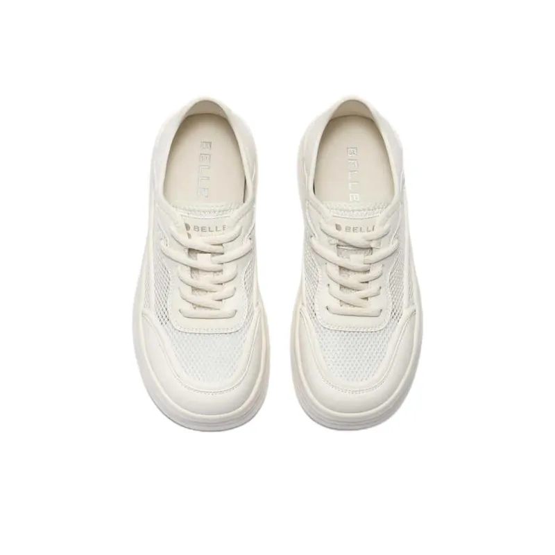 BELLE Abrasion Resistant Low Top Skateboard Shoes Women's Beige-2