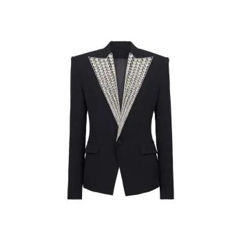 BALMAIN Crystal-embellished Wool Blazer