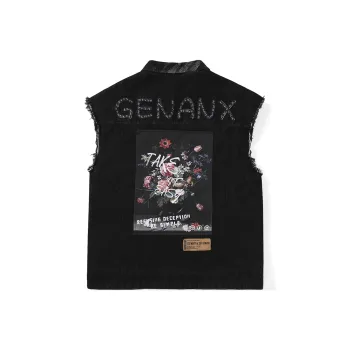 GENANX Lapel Loose Fit Vest Unisex Black Gray Color