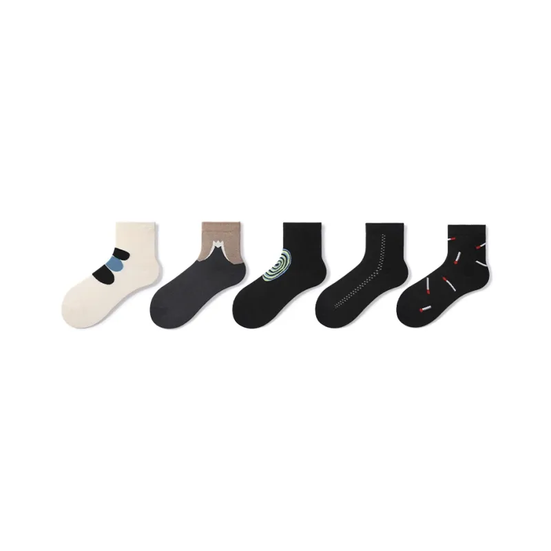 Primeet Mid Calf Socks Fall Winter Unisex 5 Pack Mixed Color-54