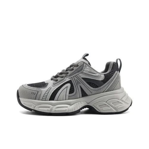 FIVE PLUS Anti Slip Wear Resistant Low Top Chunky Sneakers Women's Gray