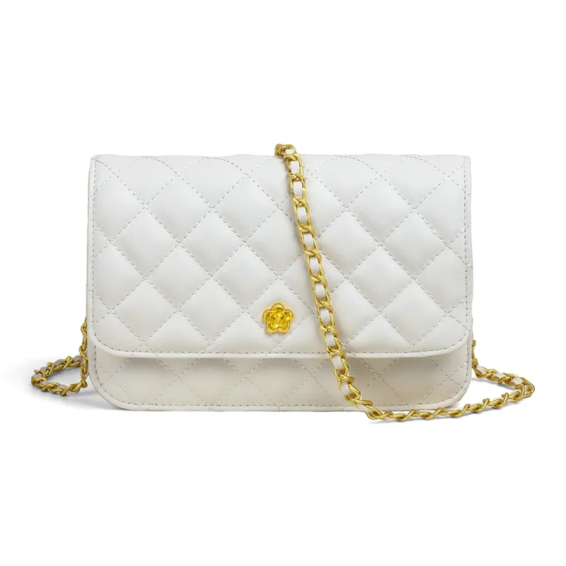 PT'SON Cow Leather Small Square Bag Shoulder Bag, Crossbody Bag Regular Women's White-5