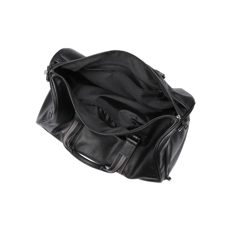 VIHUS Top Grain Cow Leather Travel Gym Bag Large Size Men's Black-4