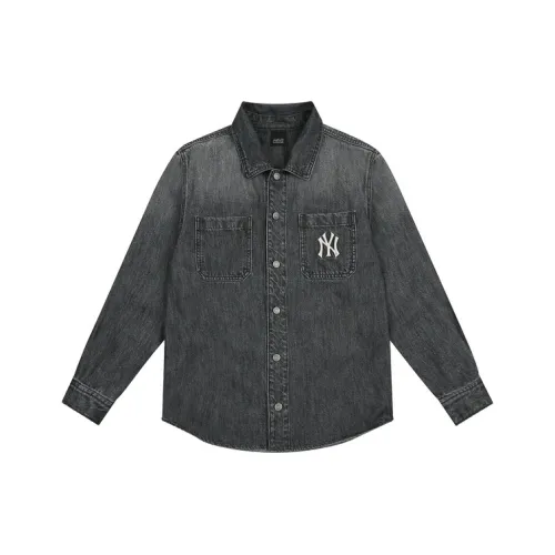 MLB Loose Fit Denim Jacket Unisex Dark Gray