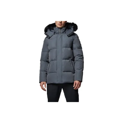 Moose Knuckles Solid Color Hooded Down Jacket Men's Dark Gray