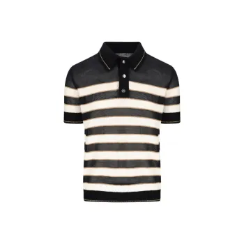 BALMAIN Half Buttoned Striped Polo Shirt
