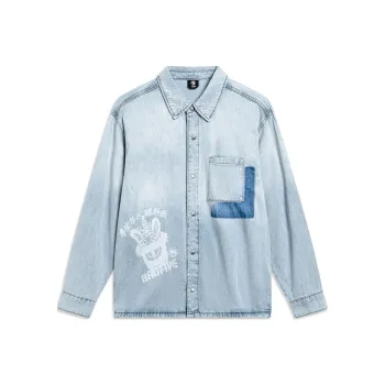 LINING Badfive Denim Jackets Men Light Denim Blue