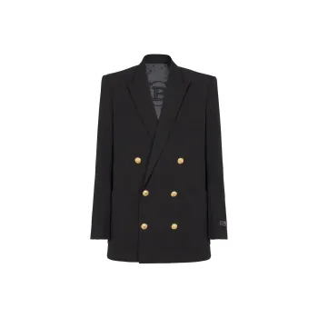 BALMAIN Logo patch Double breasted Blazer