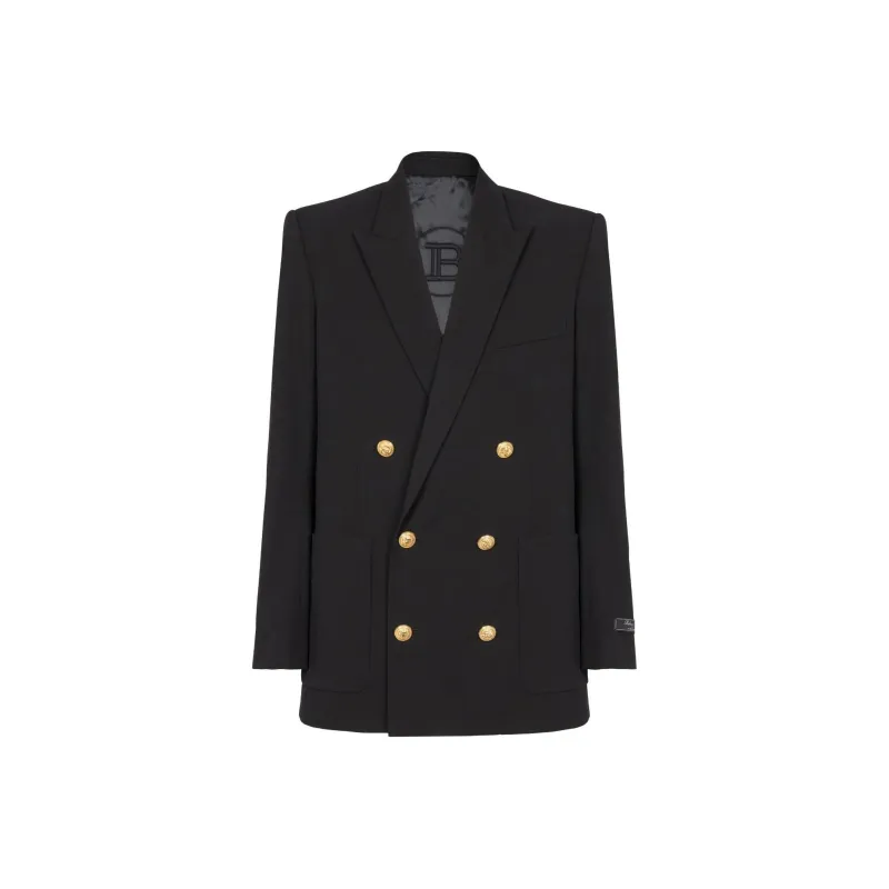 BALMAIN Logo patch Double breasted Blazer-0