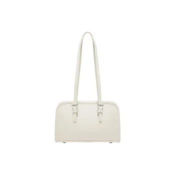 FOXER Synthetic Leather Bowling Bag, Shoulder Bag Women's Khaki/White