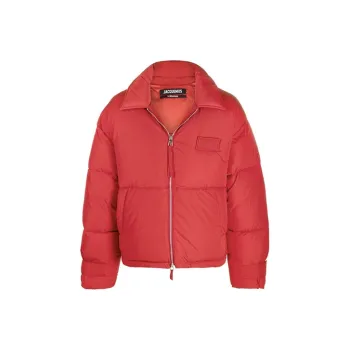 Jacquemus FW21 Solid Color Lapel Loose Fit Thickened Puffer Jacket Men's Red