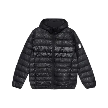 COACH FW22 Men's Letter Logo Zip Up Hooded Down Jacket Black