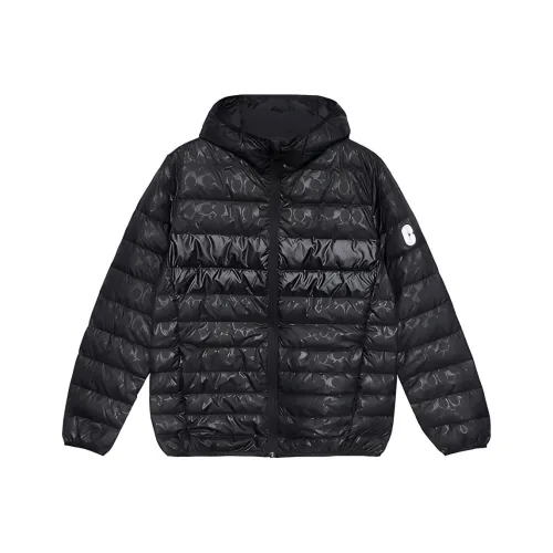 COACH FW22 Men's Letter Logo Zip Up Hooded Down Jacket Black
