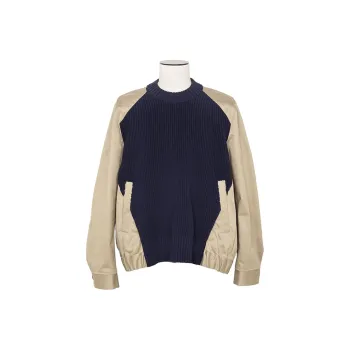 Sacai Panelled Knit Detailed Sweater