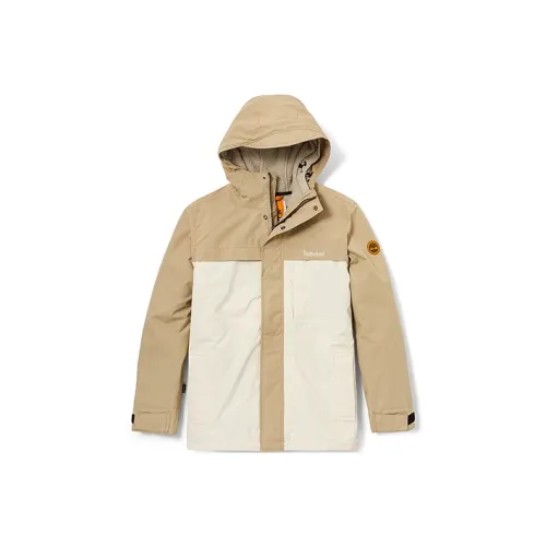 Timberland Outdoor Hiking Waterproof And Windproof Windbreaker Jacket Men's Bean Paste Gray/Smoke White
