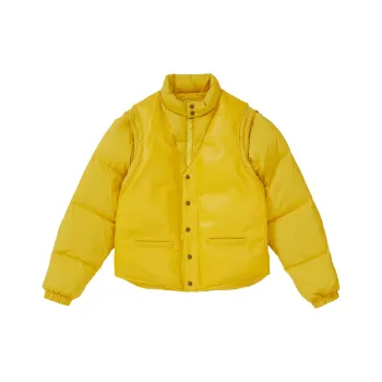 Supreme Schott Down Leather Vest Puffy Jacket