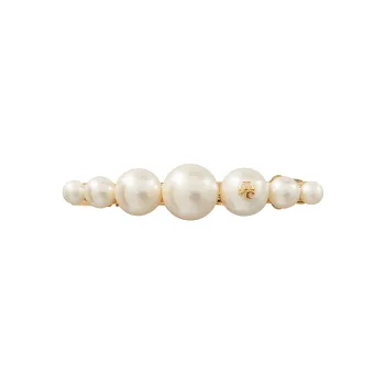 TORY BURCH Hair Clips Women's Gold/White