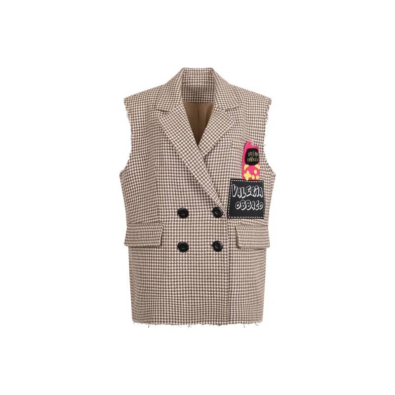 Valeria Obbaco Loose Fit Vest Unisex Dark Brown-0