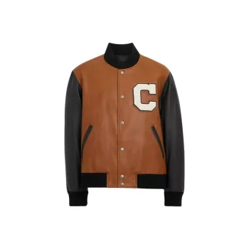 COACH Leather Varsity Jacket Jackets Coats Men's Brown