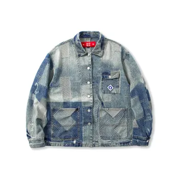 YAOJIUJIUQI Loose Fit Denim Jacket Unisex Blue