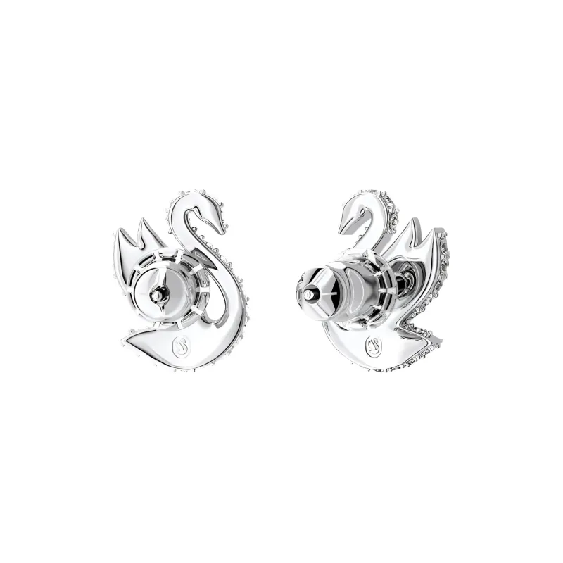 Swarovski Iconic Swan Rhodium Plated Artificial Crystal Stud Earrings Women's-3