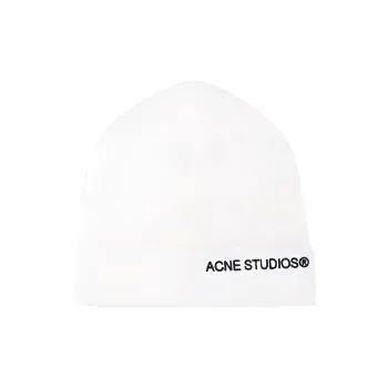 Acne Studios Logo embroidered Ribbed knit Beanie