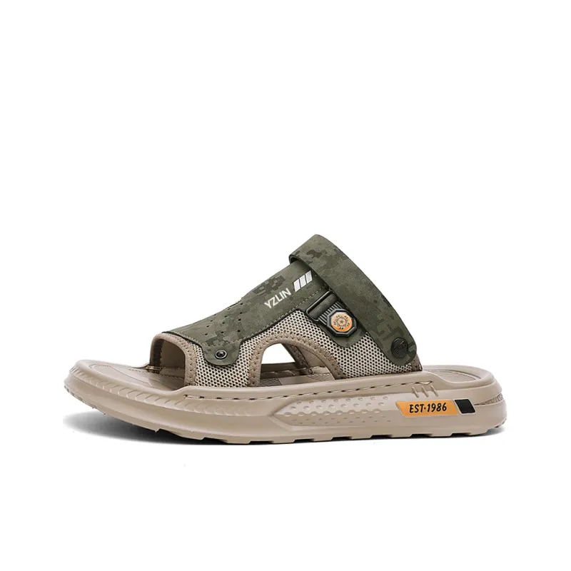 YUZHAOLIN Beach Sandals Men Black/Sand/Green-6