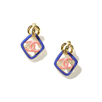 CHANEL 1986 1988 Rhombus Cc Clip on Earrings