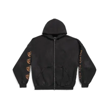 Balenciaga Heavy Metal Outerwear Zip Up Oversized Hoodie