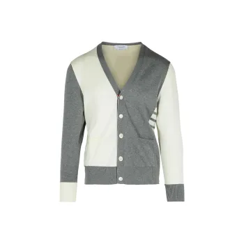 THOM BROWNE 4 Bar Colourblock Button Up Cardigan