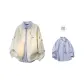 Beige+Blue White Stripes Shirt