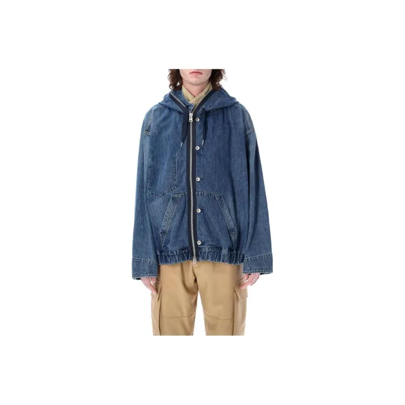 Sacai Denim Jackets Men Dark Blue-0
