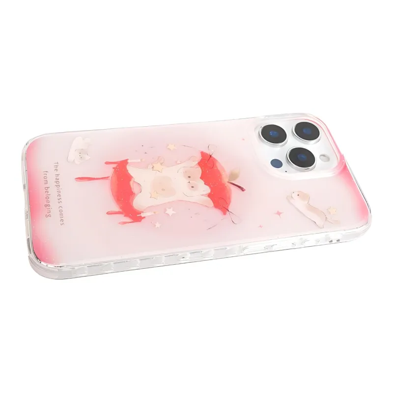 Sopi TPU Material Shimmer Apple Seed Cat Pendant Phone Cases Compatibility With IPhone 16/15/13/14/Pro/Max-5