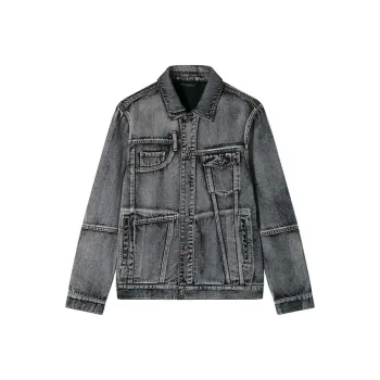 DAVID NAMAN FW22 Loose Fit Denim Jacket Men's Gray