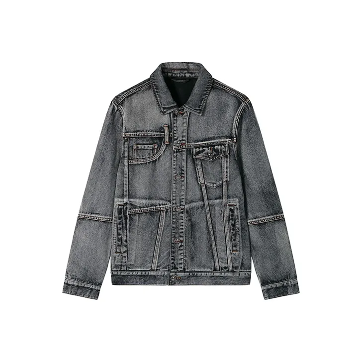 DAVID NAMAN FW22 Loose Fit Denim Jacket Men's Gray-0
