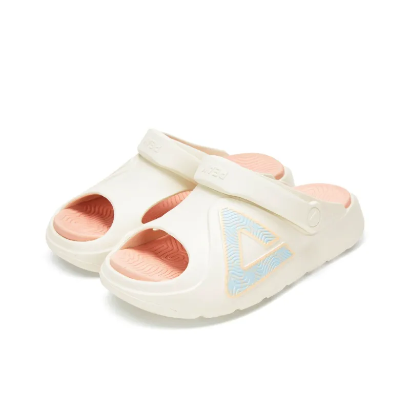 PEAK EVA Totem Graffiti Slip Resistant Odor Resistant Abrasion Resistant Slide Slippers Women's Super Light White Pink-4