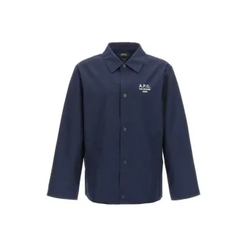 A.P.C Regis Logo Embroidered Straight Hem Shirt Jacket