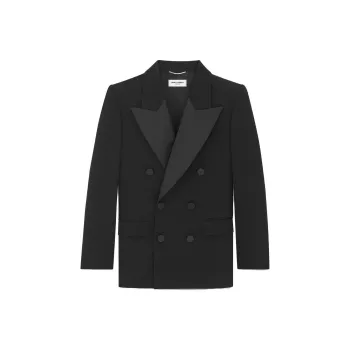 SAINT LAURENT Double breasted Wool Tuxedo Jacket