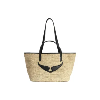 Zadig & Voltaire Raffia Tote Bag, Shopping Bag, Shoulder Bag, Handbag Women's Natural