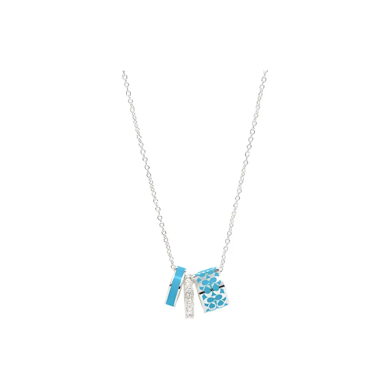 COACH Metal Multi Wrap Necklace Women's Blue Green-0