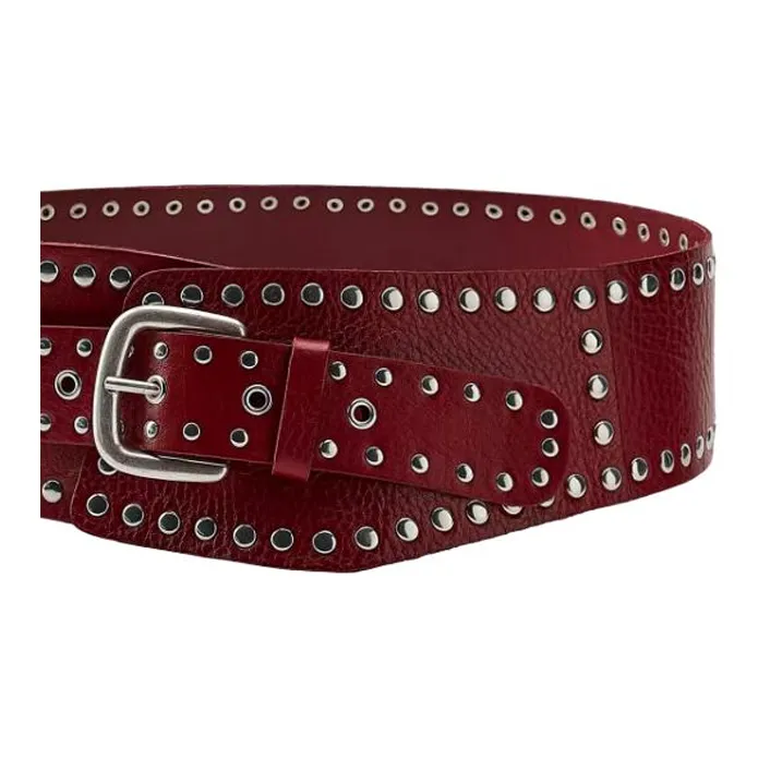 ZARA Leather, Cow Leather, Metal Leather Belts Women's Red Width 11cm-1