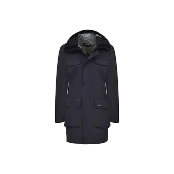 Canada Goose Harbour Series FW21 Solid Color Hooded Thickened Mid-Length Down Jacket Men's Polar Blue