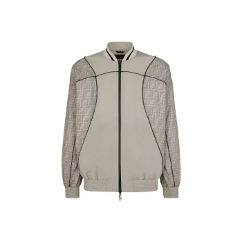 FENDI Logo Printed Zip Up Jacket